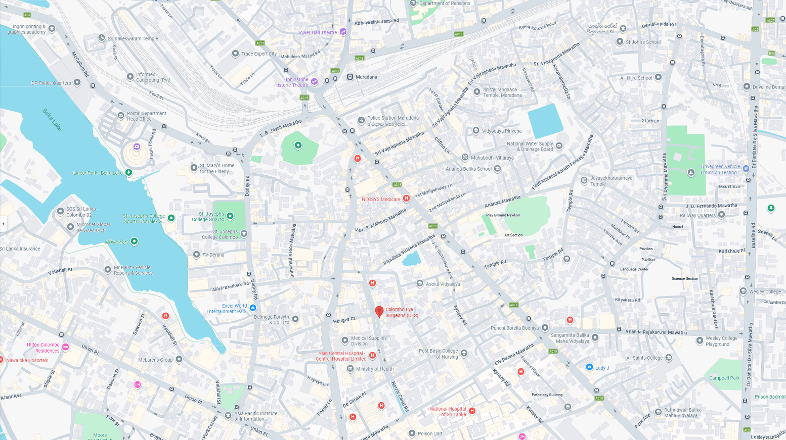 Colombo Eye Surgeons location map at 39 Norris Canal Rd, Colombo 10